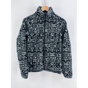 Columbia Womens Black White Geometric Tribal Full Zip Fleece Jacket M Outdoors